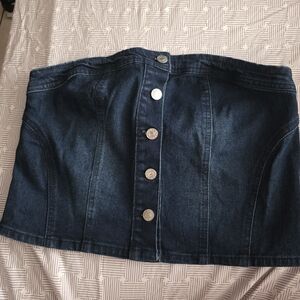 Denim Button-Front Skirt